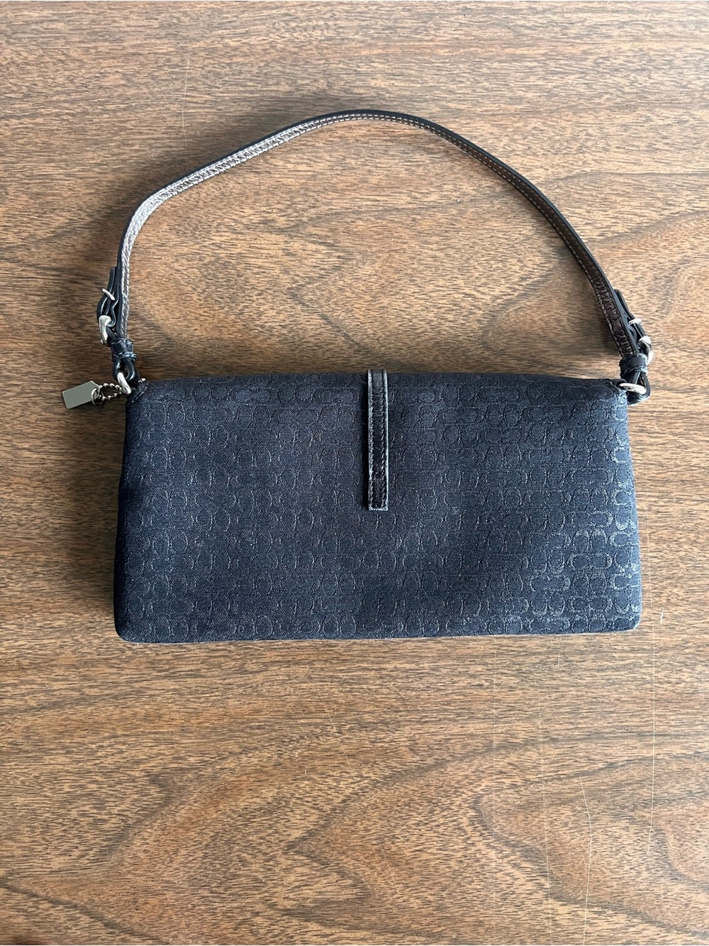 Vintage Coach Hamptons Shimmer Shoulder Flap Bag Black Pink Lining F3J-6380 Y2K - Picture 3 of 16